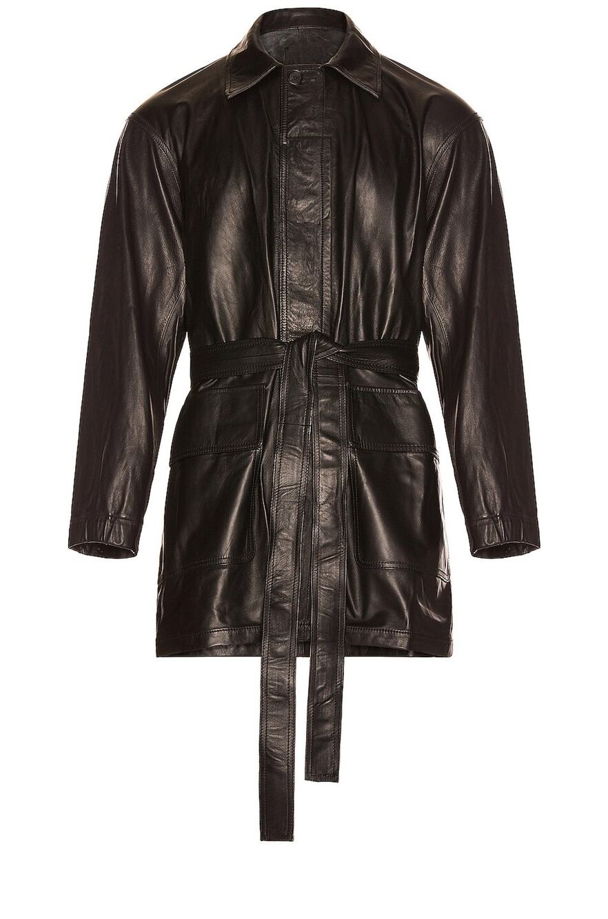 Fear Of God Classic Black Belted Leather Coat Size M